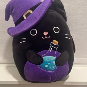 Autumn Black and Purple Cat Plush with Witch Hat Squishmallow